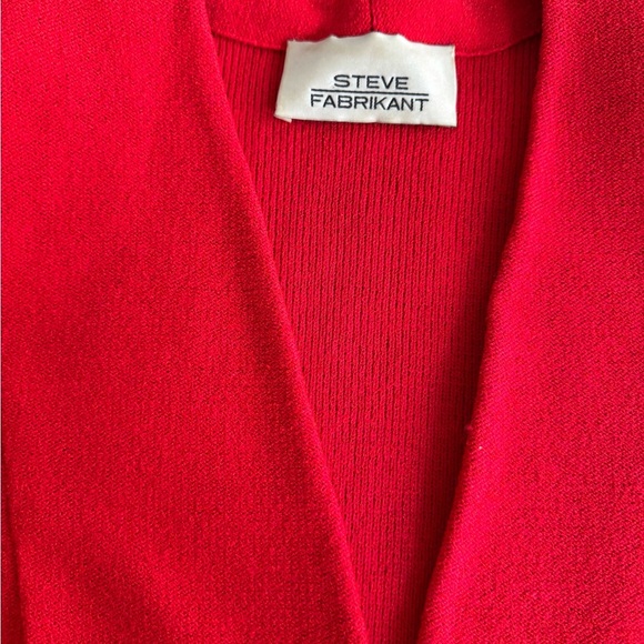 ST.JOHN Red Blazer Wood blend Gold Buttons - Picture 4 of 7